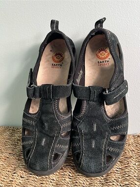 Y2K Earth Spirit Black Suede Mary Jane Sandal 6.5